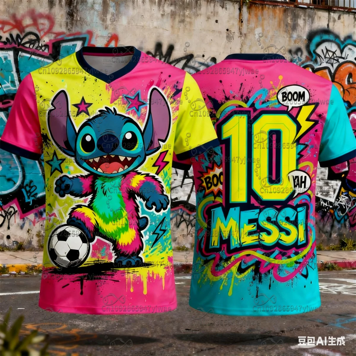 

Stitch Messi No.10 football jerseys 3d Printed Summer Sports Dry Quickly Men's Shirt Children's&Adult Outdoor Training T-shirt