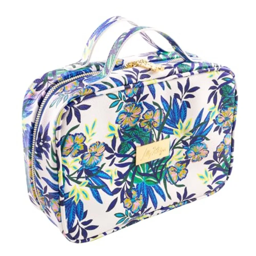 

Cosmetic Case with Two Zippered Pockets, Vinyl Window, and Handles, Easy to Clean Travel Toiletry Bag, Travel Makeup Bag with G