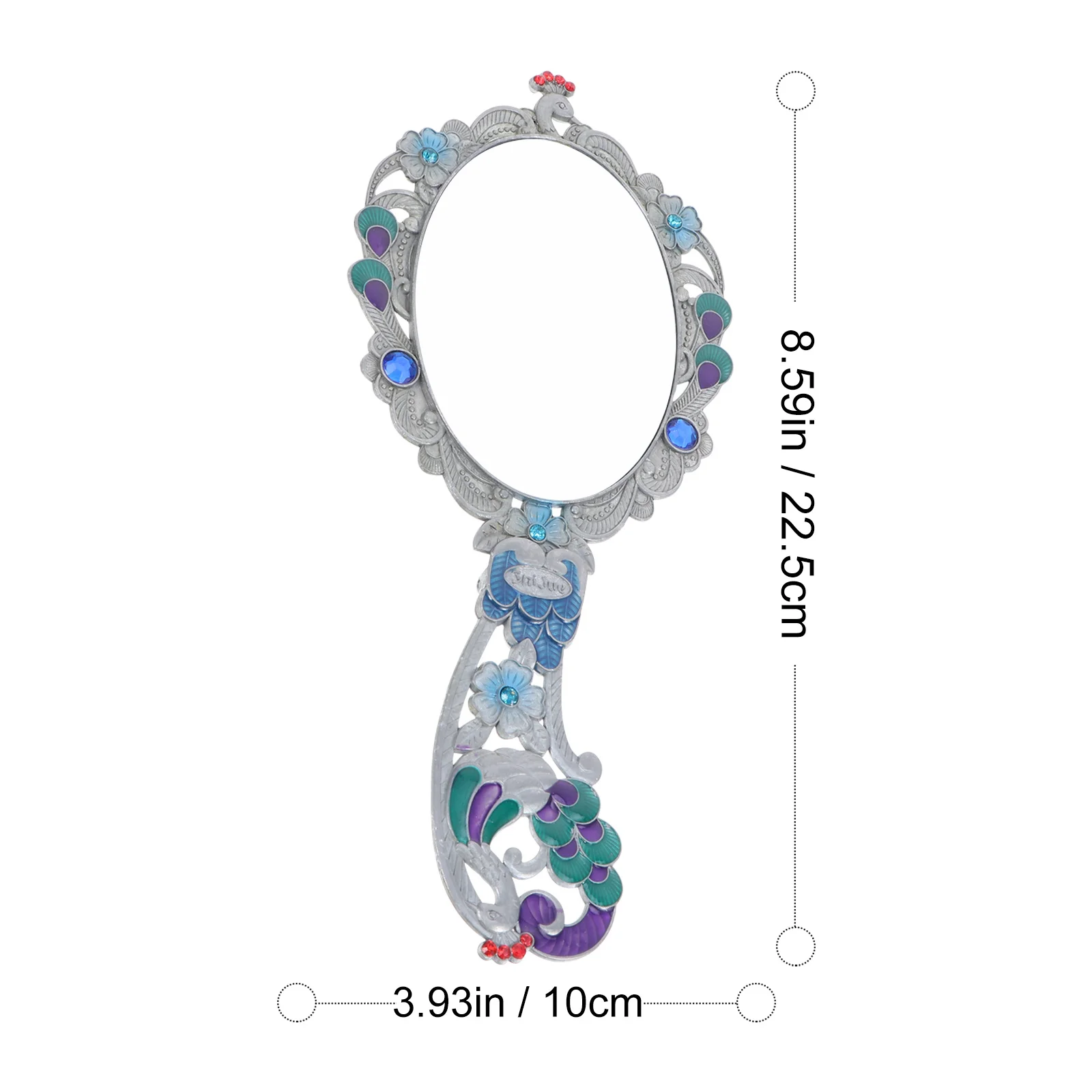 مرآة بيضاوية عتيقة قابلة للطي، مرآة يد للمكياج ذات رؤية واضحة، تصميم مدمج محمول للسفر والمكتب والاستخدام الخارجي #3