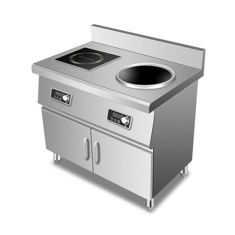 In-Smart High Power Double Wide 2 Burner Commercial Kitchen Equipment Concave Furnace Induction Wok Range Station Cooker Large