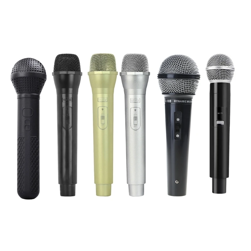 Handheld Fake Microphone Props Fun High Simulation Pretend Microphone Toy for Stage Costume Props Birthday Party Favor