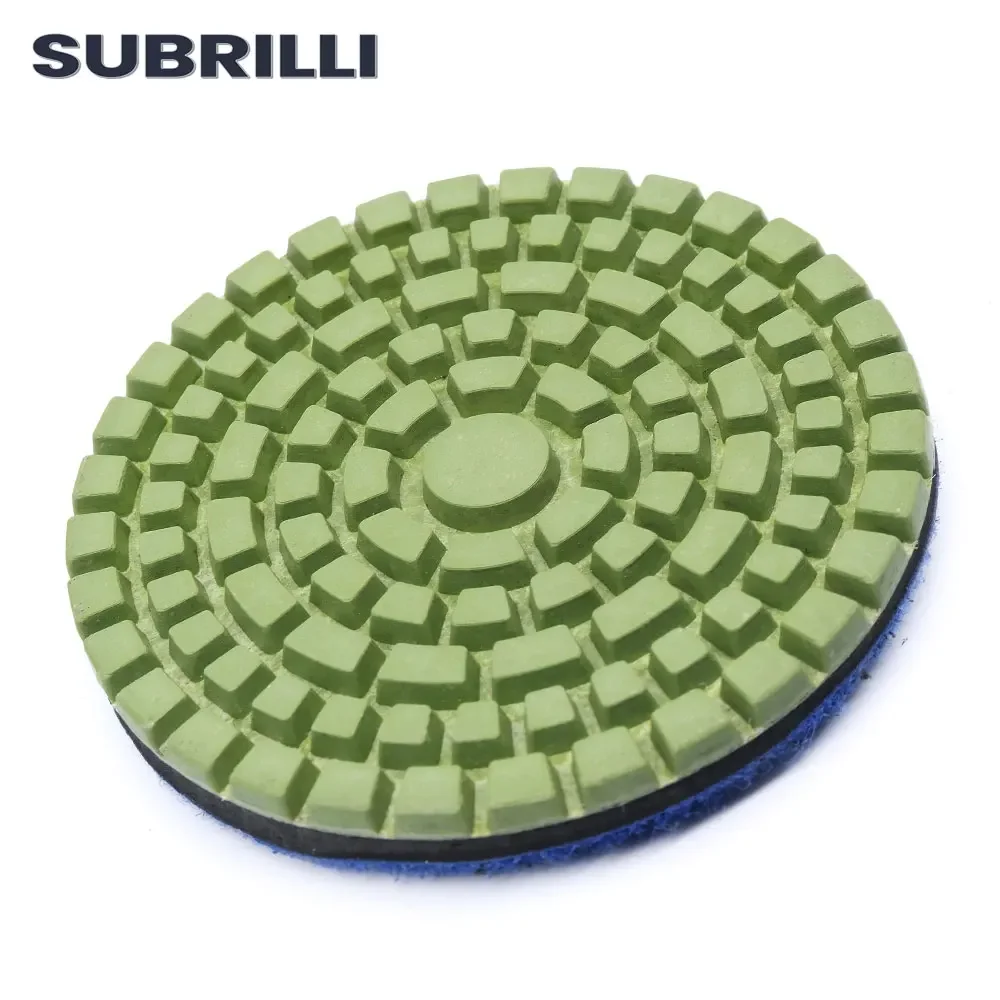 SUBRILLI 3Pcs เรซิ่นเพชรขัดคอนกรีตแผ่นซ่อมชั้น Renew แผ่นขัด3 "80Mm Grit 50 #-3000 #