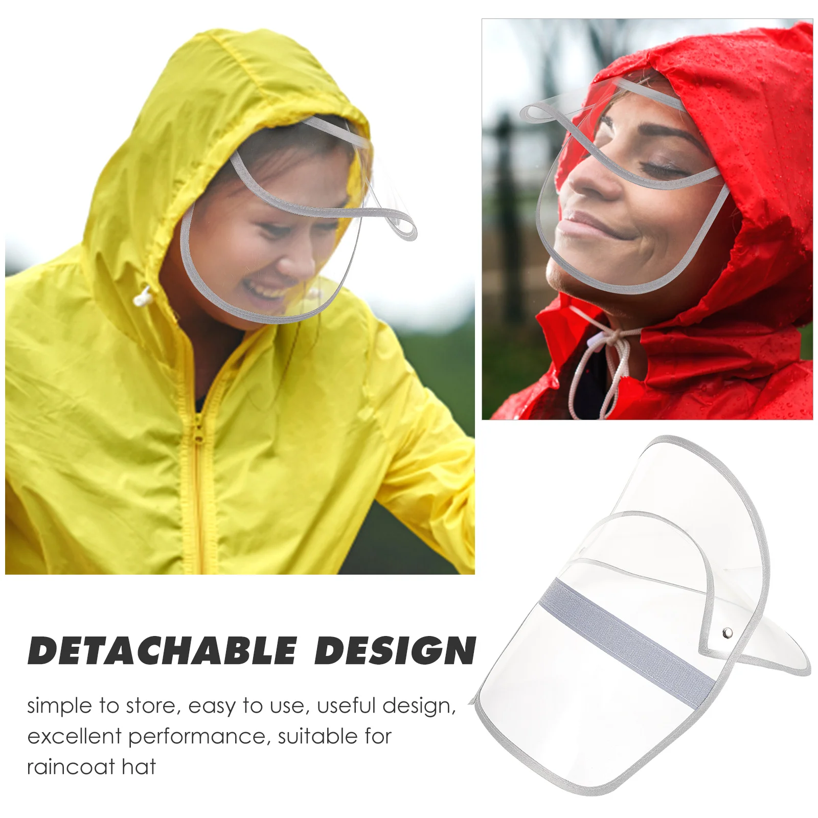 

1pcs Rainproof Hat Clear Plastic Visor for Raincoat Accessories Detachable Face Raincoat Cap Shield Visor Shield Waterproof Gear