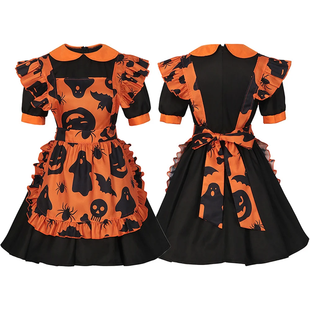 Fly Yu Halloween Cosplay Costume Dress Lolita Anchor Female Uniform Pumpkin Maid Costume Christmas Outfit