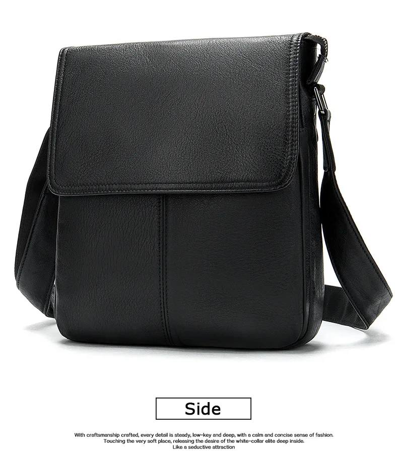 100% حقيبة كتف جلدية للرجال حقيبة جلد طبيعي أسود للرجال مصمم حقائب جلدية حقائب ساعي مموهة حقائب اليد