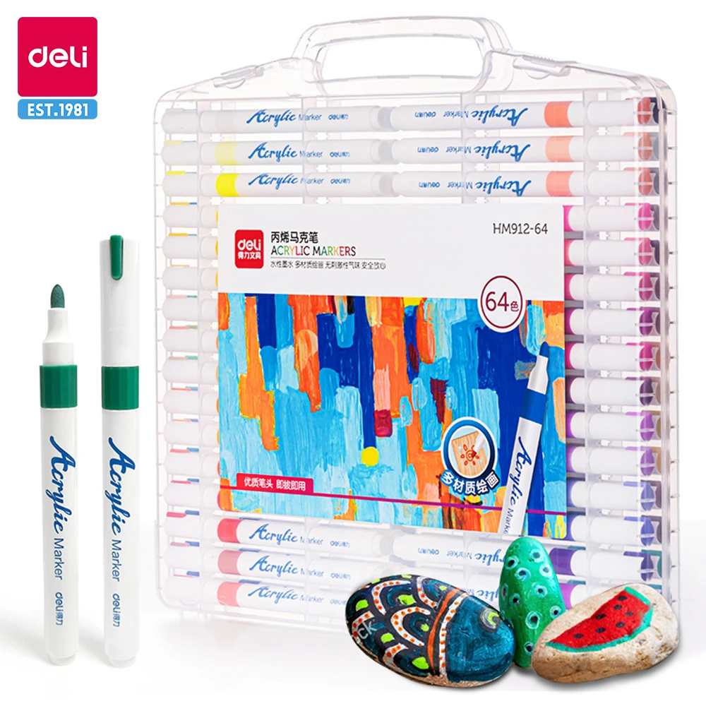 Deli 24.12.36/48/64 Farben Acryl Markierung stift Set Acryl Plumones Rotul adores Poster Stift Graffiti Kunst Weihnachts dekoration Stift