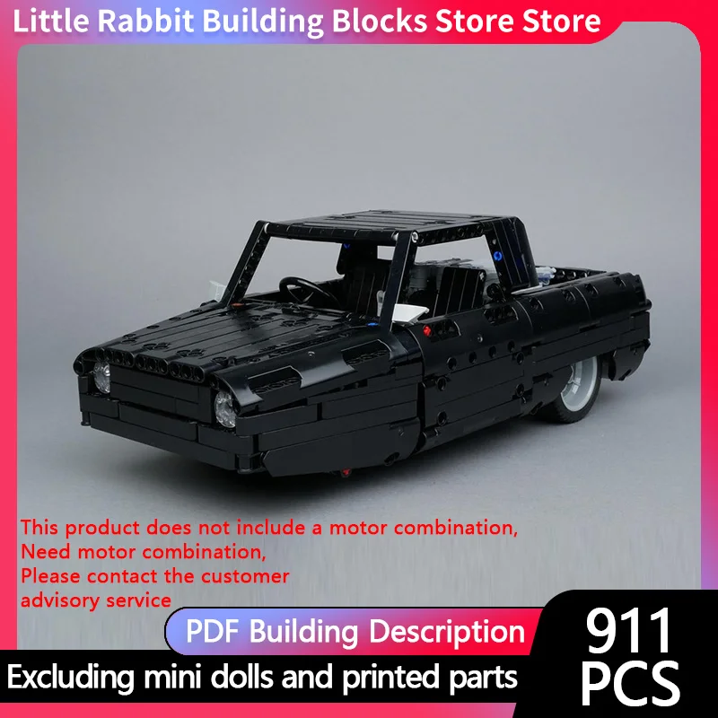 City Car Model MOC Building Bricks V8 3 Wheeler Pickup Truck Modular Technology Children Holiday Gifts Assemble Toys Suit