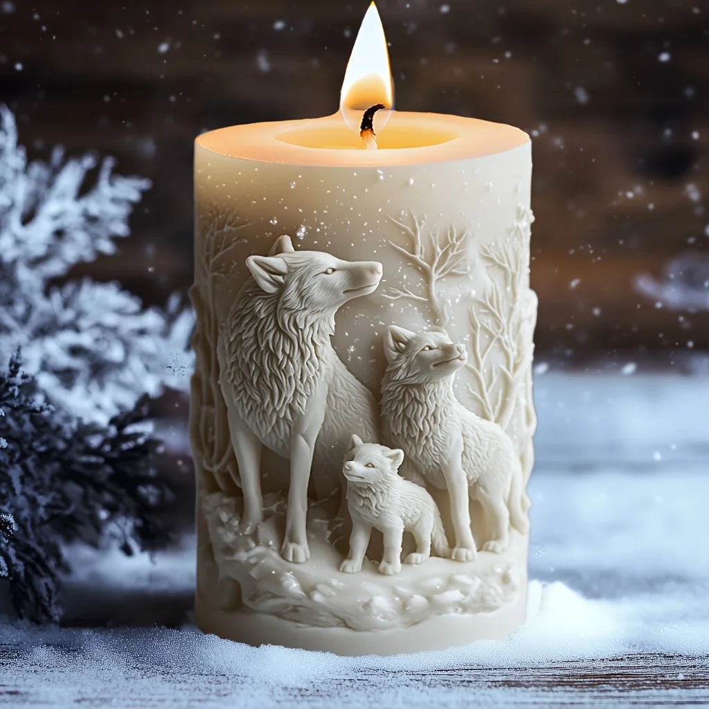 Christmas Wolf Clan Family Candle Silicone Mold Halloween Wolf Clan Relief  Resin Gypsum Clay Concrete Craft Silicone Molds