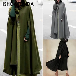 Woman Cape Hooded Long Fashion Trench Coat Sleeveless Winter Cardigan Overcoats Solid Cloak Gothic Cape Cloak Плащ Женский