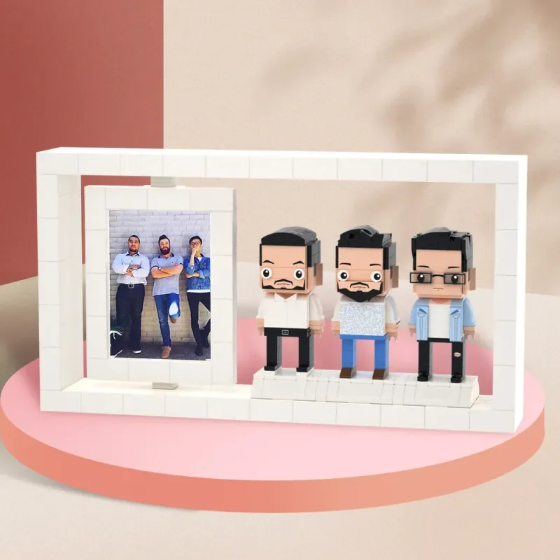 

Building Blocks Gifts for Buddies Full Body Customizable 3 People My Custom Brickfigures Photo Frame Small Particle Block