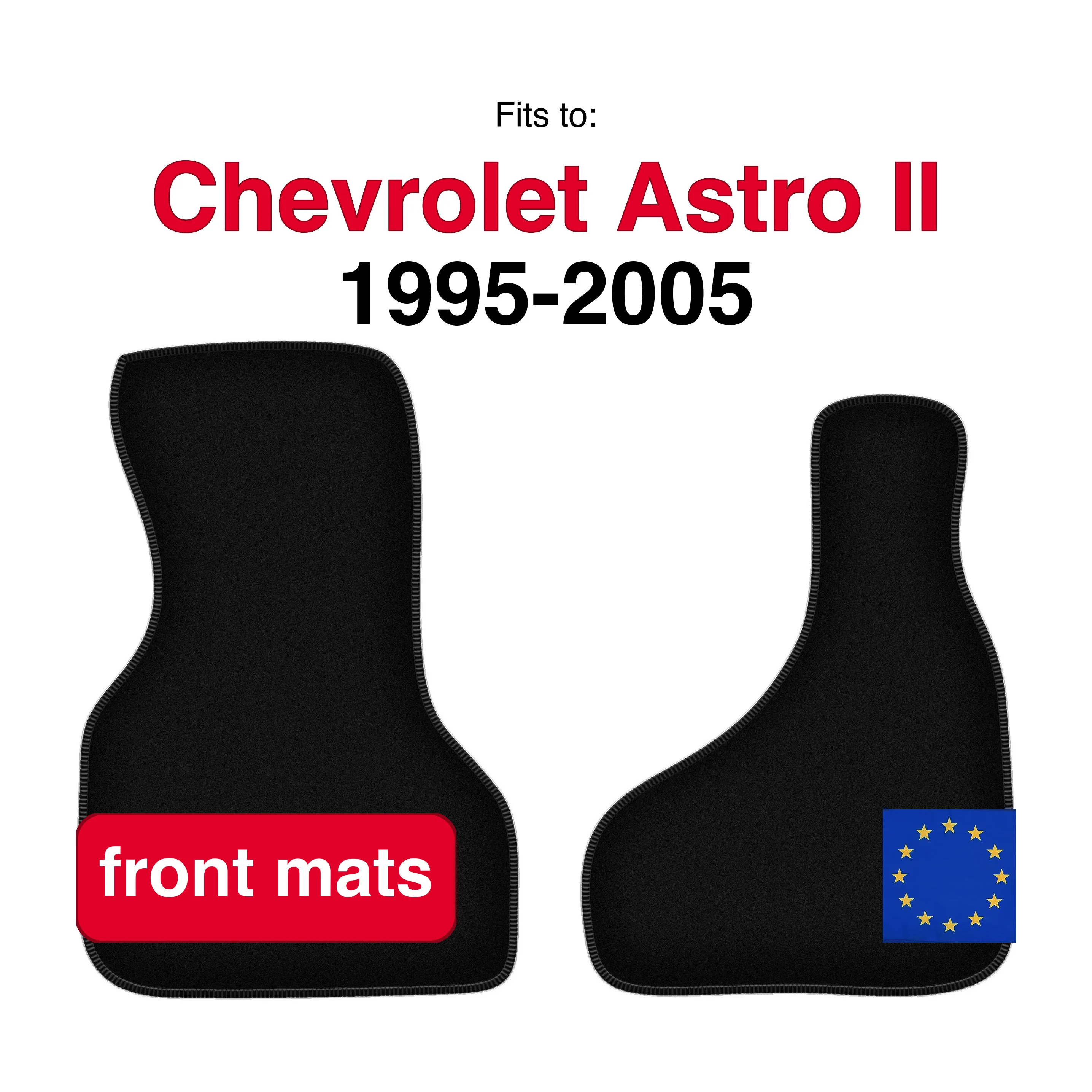 Velour voorste vloermatten voor Chevrolet Astro II (1995-2005) - Zwart (2 stuks) set auto vloermatten voor de voorkant van de auto