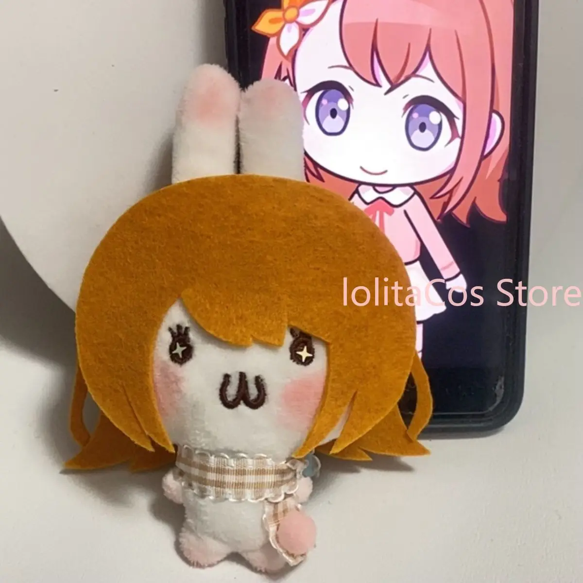 Muñeco de Peluche Hecho a Mano de Minori Hanasato del Proyecto SEKAI de Pjsk, Lindo Llavero de Conejito Kawaii, Colgante para Bolsa de Anime, Regalo de Cumpleaños para Niña, Cosplay