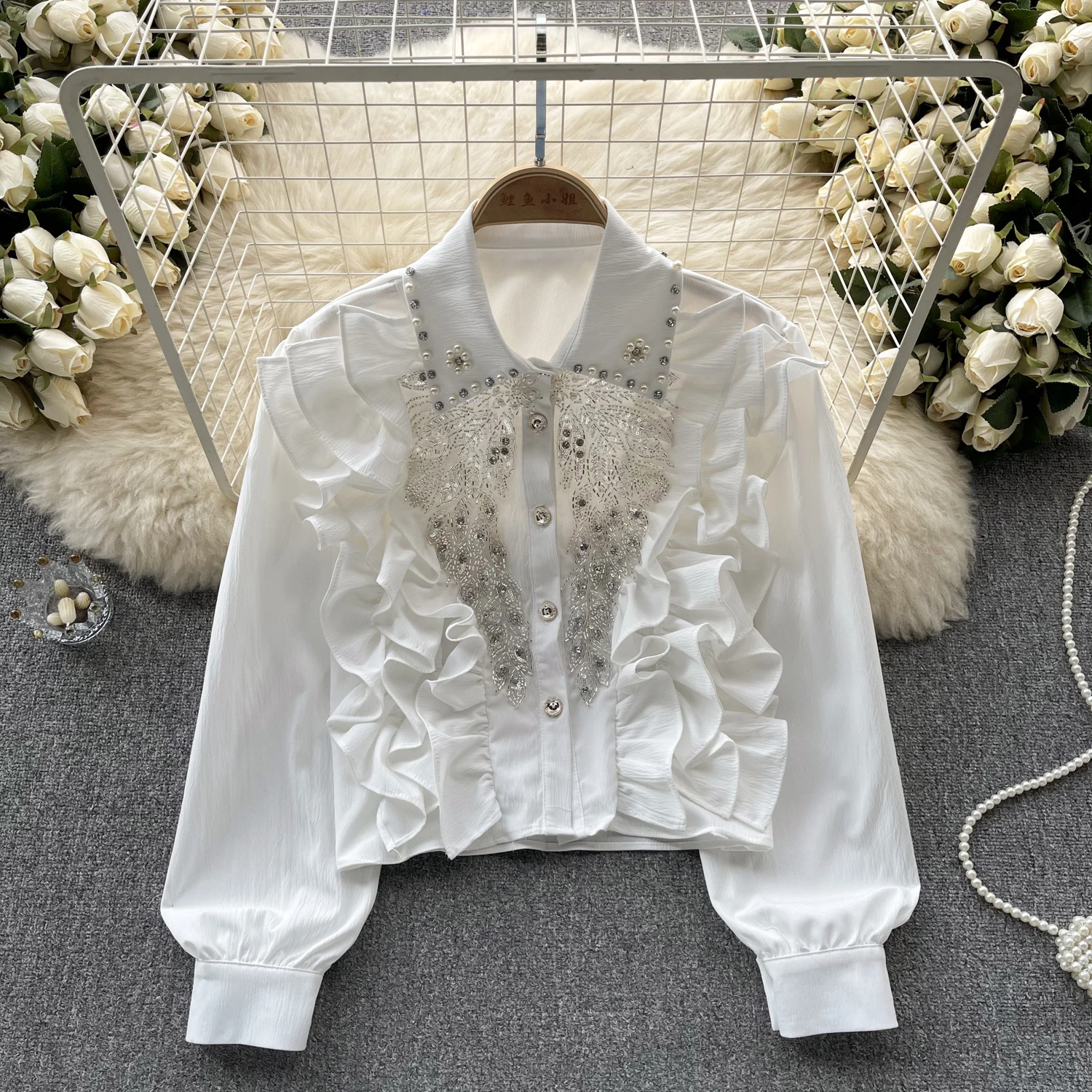 

Женские мини-топы с ромбовидными оборками, рубашки, женские винтажные модные роскошные блузки, женские многослойные топы с воланами и кружевной вышивкой в стиле пэчворк