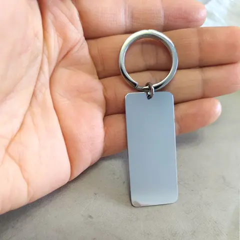 10 조각 22x50mm 거울 세련 된 스테인레스 스틸 스트립 DIY 기념품 선물에 대 한 빈 키 체인 여자 망 자동차 키 쥬얼리