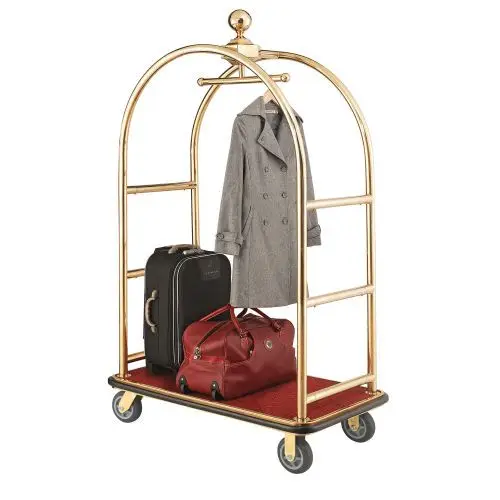 Top quality  Metal & Fineshed  birdcage Style trolley luggage carts custom adjust lobby vintage Luxury  hotel luggage cart