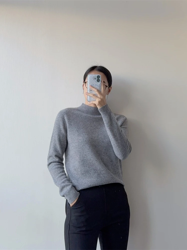 

Женский вязаный шерстяной свитер с высоким воротником Sl Цельный лекtual Sle Long Sve Свободный крой Winter Faion