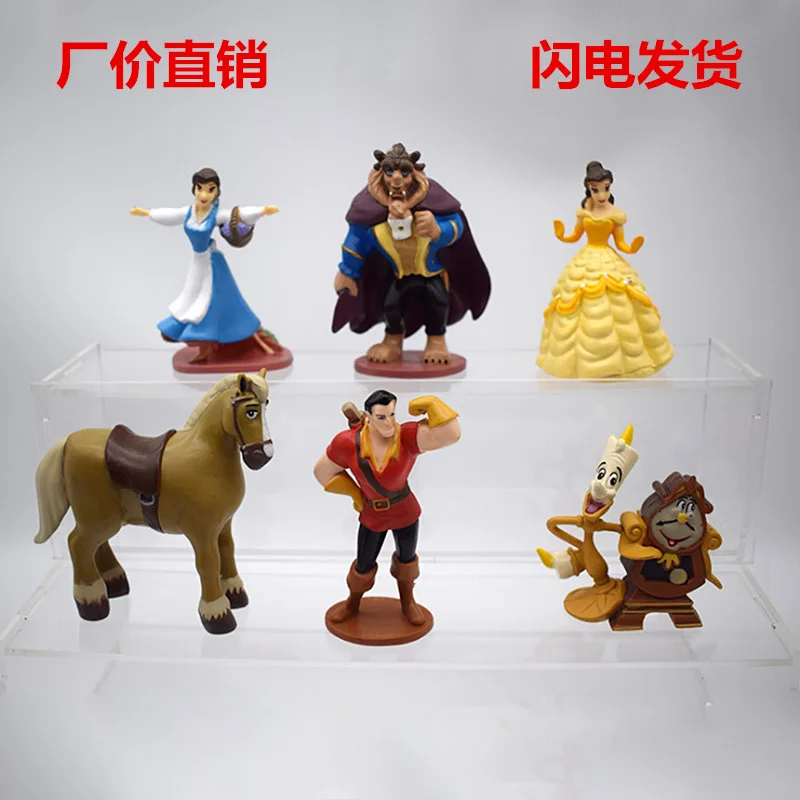 6pcs/set Disney Anime Beauty And The Beast Cartoon GK Model Decor Statue Adorable Ornament Toys Kids Charm Xmas Gift Tide Play