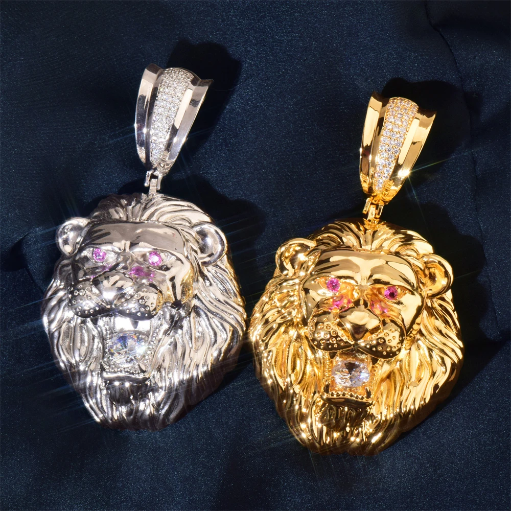 

Полированная подвеска в виде головы льва с цирконом, твердая медь, унисекс, ювелирные изделия в стиле хип-хоп