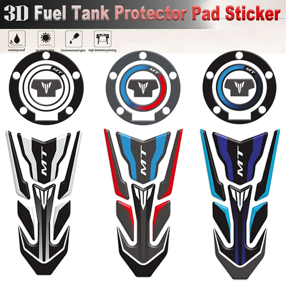 For Yamaha MT10 MT09 MT07 MT01 Tank Pad Stickers Covers protector Carbon Decal Motorcycle Accessories MT 07 09 10 2019 2023 2024