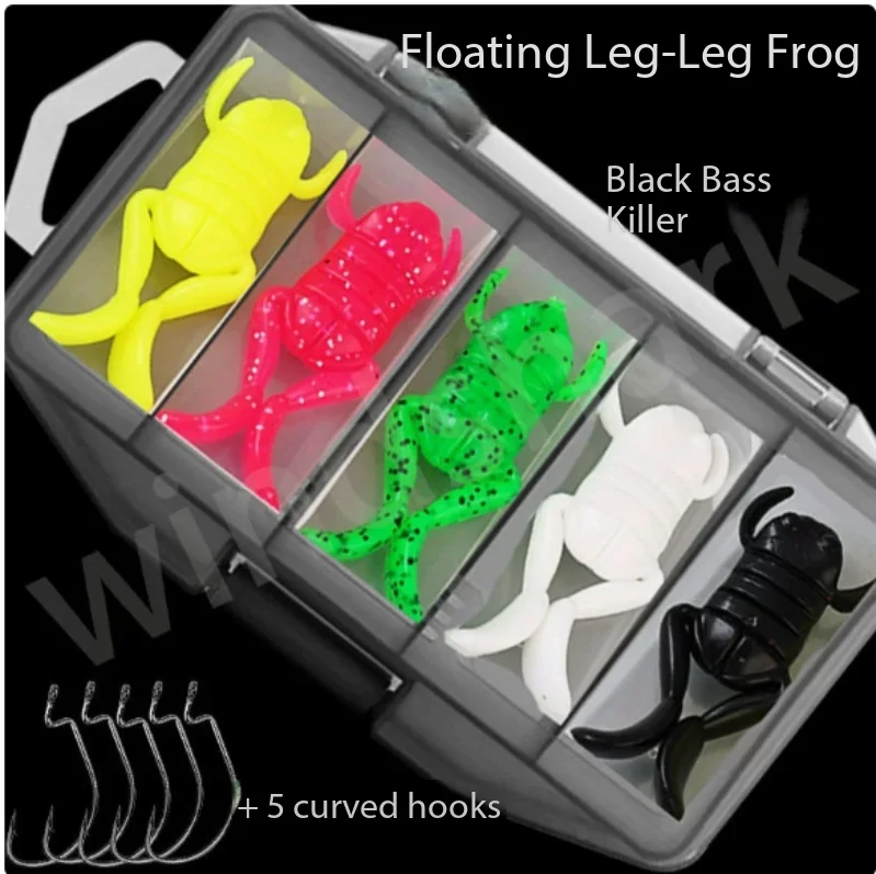 

Fishing Lure Floating Kicking Leg Frog Wild Fishing Soft Bait Freshwater Frog Lure for Snakehead Bass Perch Bluegill