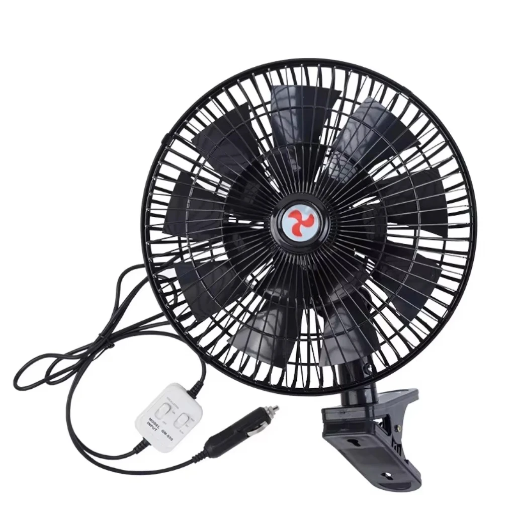 11 Inch Car Fan, 12V/24V 16-Blade Adjustable Speed Cooling Fan for Large Trucks