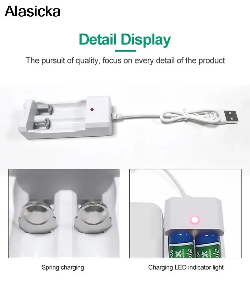 2 slots Battery Charger For AA/AAA Rechargeable Batteries Charger USB For remote control microphone camera With USB cable