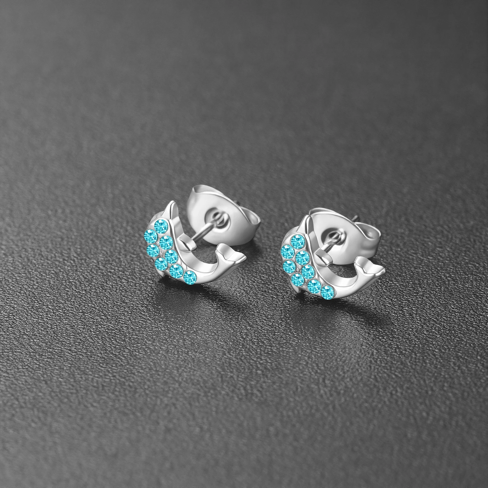 Eueavan 3D Delfin Strass Ohrstecker Ozean-Tier Schmuck mit Kristallen Besetzt Niedliche Frische Edelstahl Strandgeschenke Großhandel – Detail 1