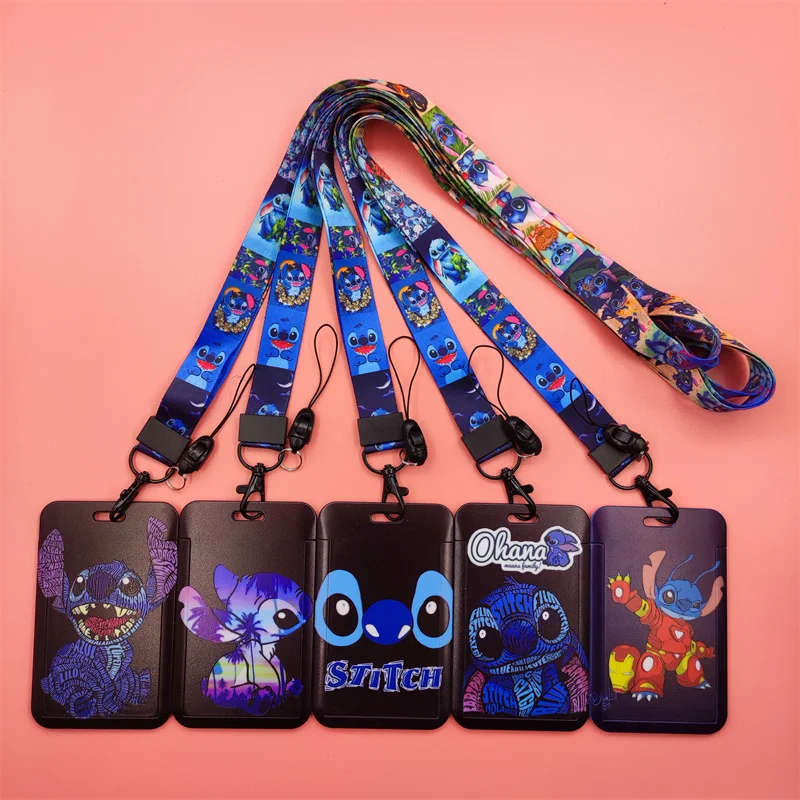 Disney Stitch Lanyard Badge Holder Boys ID Credit Card Case Neck Strap Card Holder Phone Rope Credentials Accessories Gifts