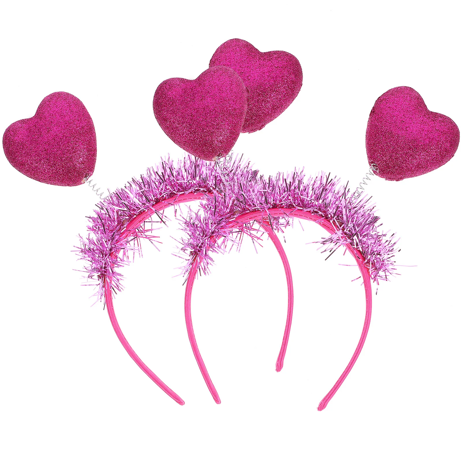 

2Pcs Heart Hair Hoop Romantic Shiny Decorative Headpiece for Valentine's Day Party Carnival Masquerade Wedding Photo Props Gift