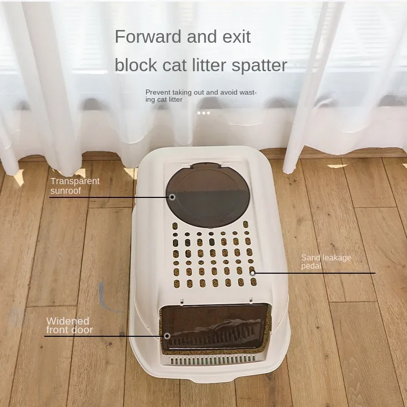 Fully Enclosed Litter Box Litter Scooper Large Kitten Tops Out of Litter-proof Odor-proof Cat Toilet