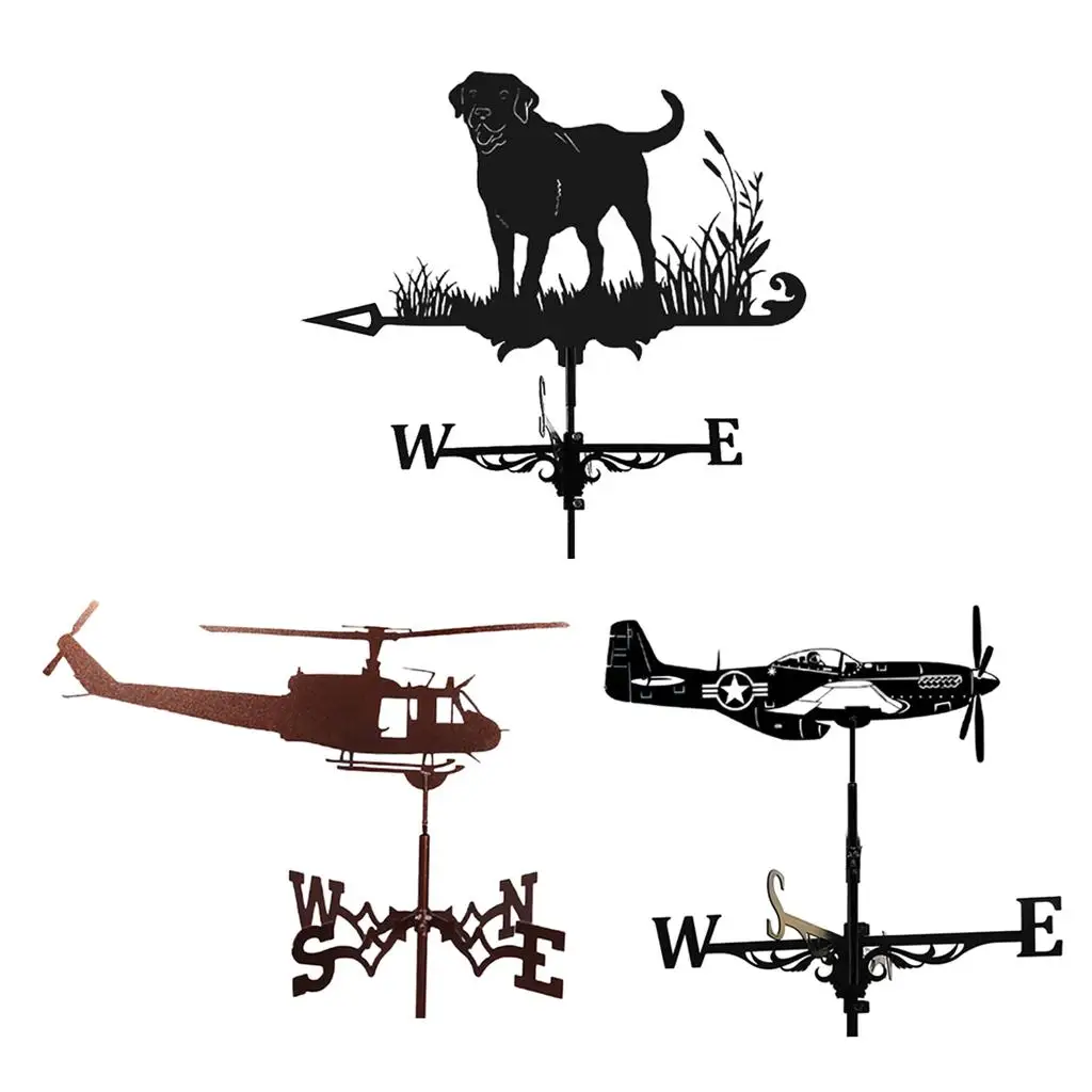 Retro Stainless Weathervane Wind Direction Indicators Garden Stake barn Roof view 6