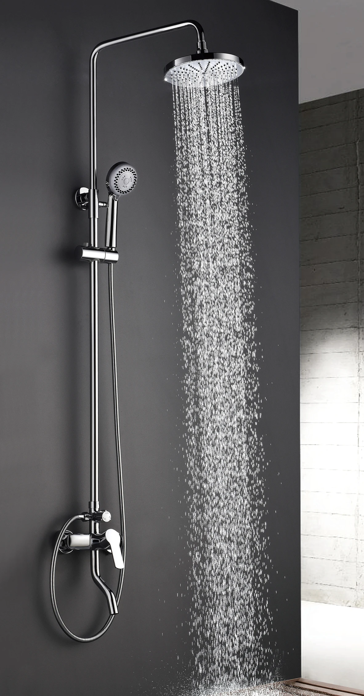 Tang Gao Luxury Wall-Mounted Copper Chrome Shower Faucet Set Soft Spray Home and Hotel Bathroom Fixture with Ceramic Valve Core