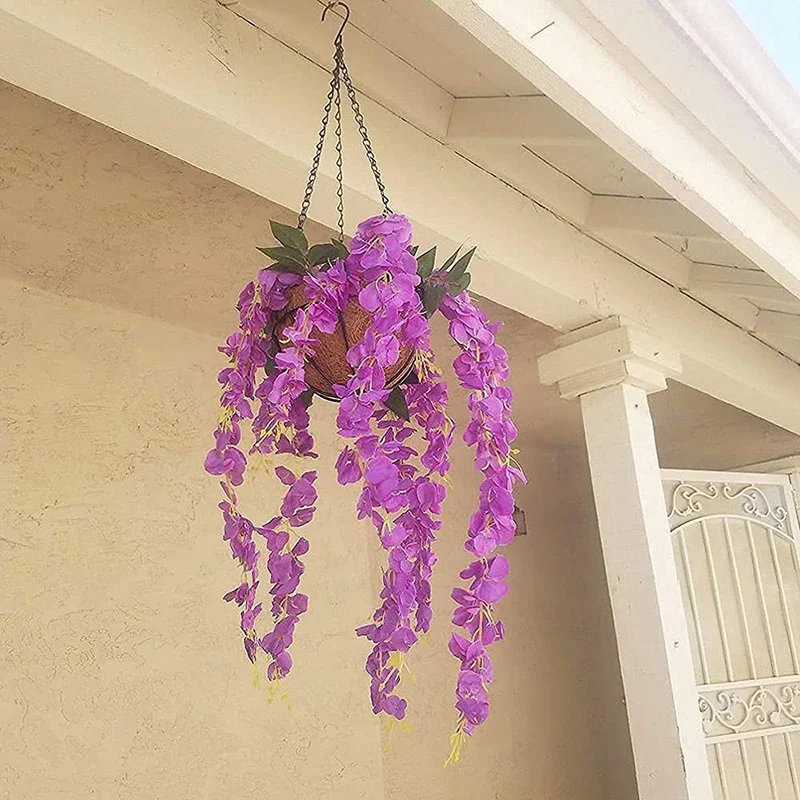 ¡Promoción! Guirnalda de flores colgantes de glicina Artificial, 16 piezas, para decoraciones de boda y jardín
