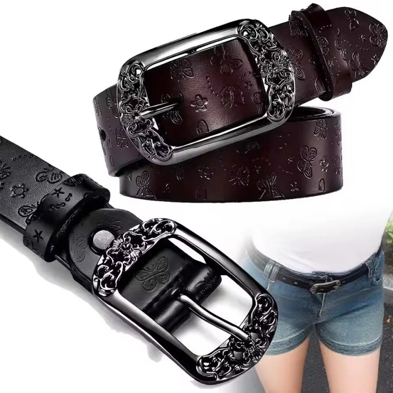 Women's Belt PU Leather Belt, Women's Widened and Versatile Jeans, Fashionable and Decorative Belt, Extended Large Size