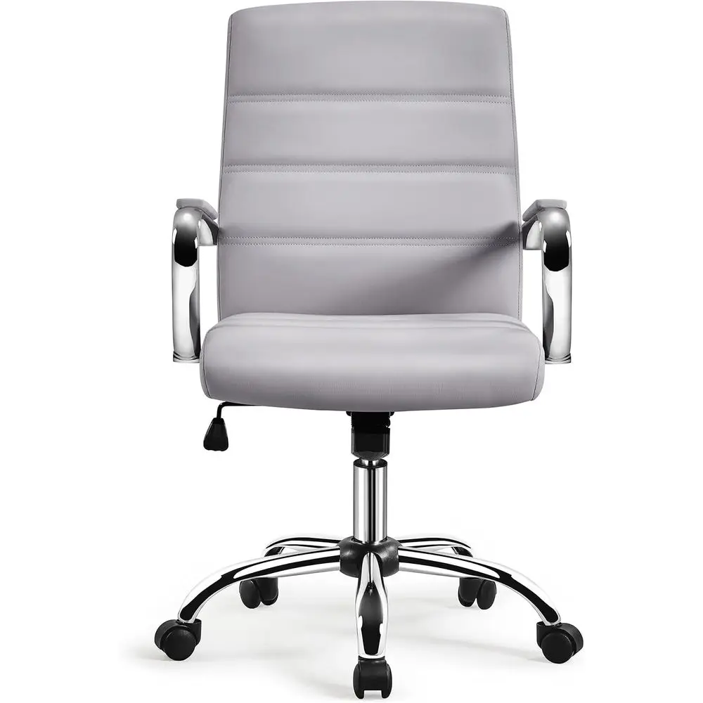 

Back Oice Chair Seat Height Adjustable Swivel PU Leather Executive Chair,Light Gray
