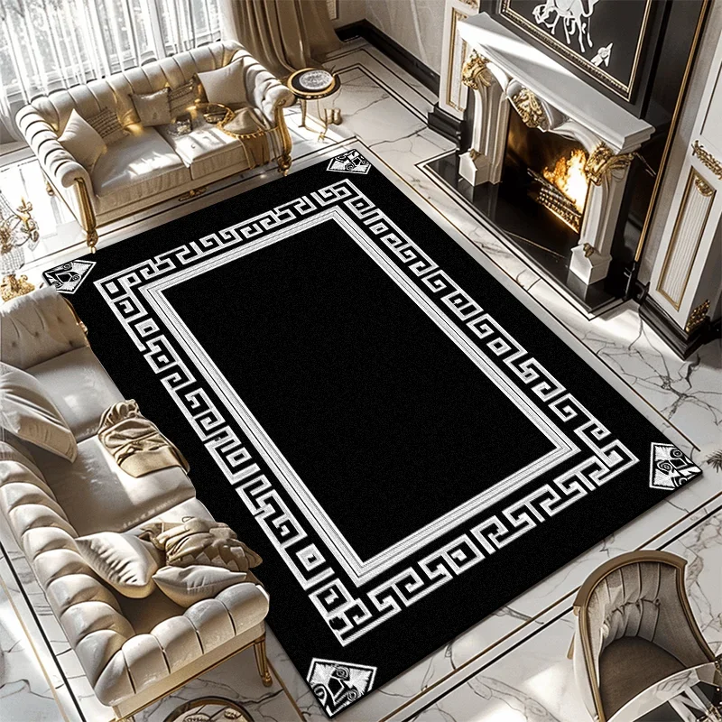 Modern Simple Household Mat Soft Luxury Carpets for Living Room Non-slip Bedroom Luxury Decoration Tapetes Black 160x230cm Rug