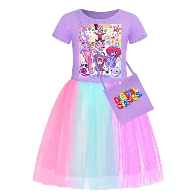 Nuevos vestidos increíbles de circo Digital para niñas, ropa de princesa para niños, vestido de moda de verano con estampado de Ragatha pomni de dibujos animados para niñas de 3 a 8 años
