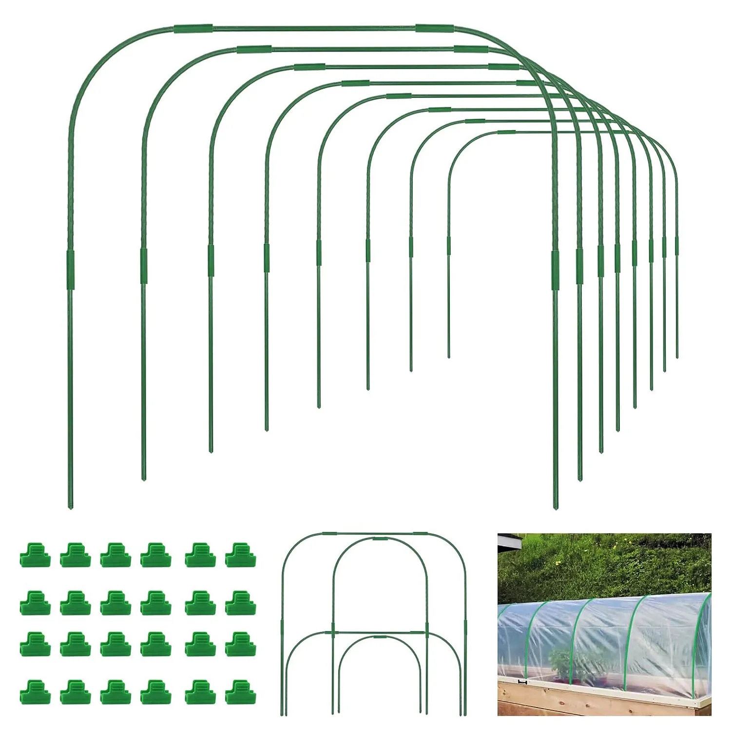 온실 후프 정원 접이식 섬유 폴 터널 아치, 높은 온실 심기 터널, 지지대 원예 용품
