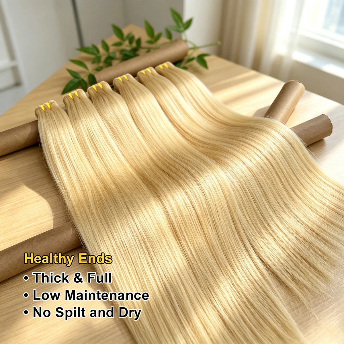 613 Honigblond, glatt, 16A, unbehandeltes, 100 % echtes Menschenhaar, doppelt gewebte Haarsträhnen zum Einnähen, schnelle Haarverlängerungen für schwarze Frauen. – Detail 5
