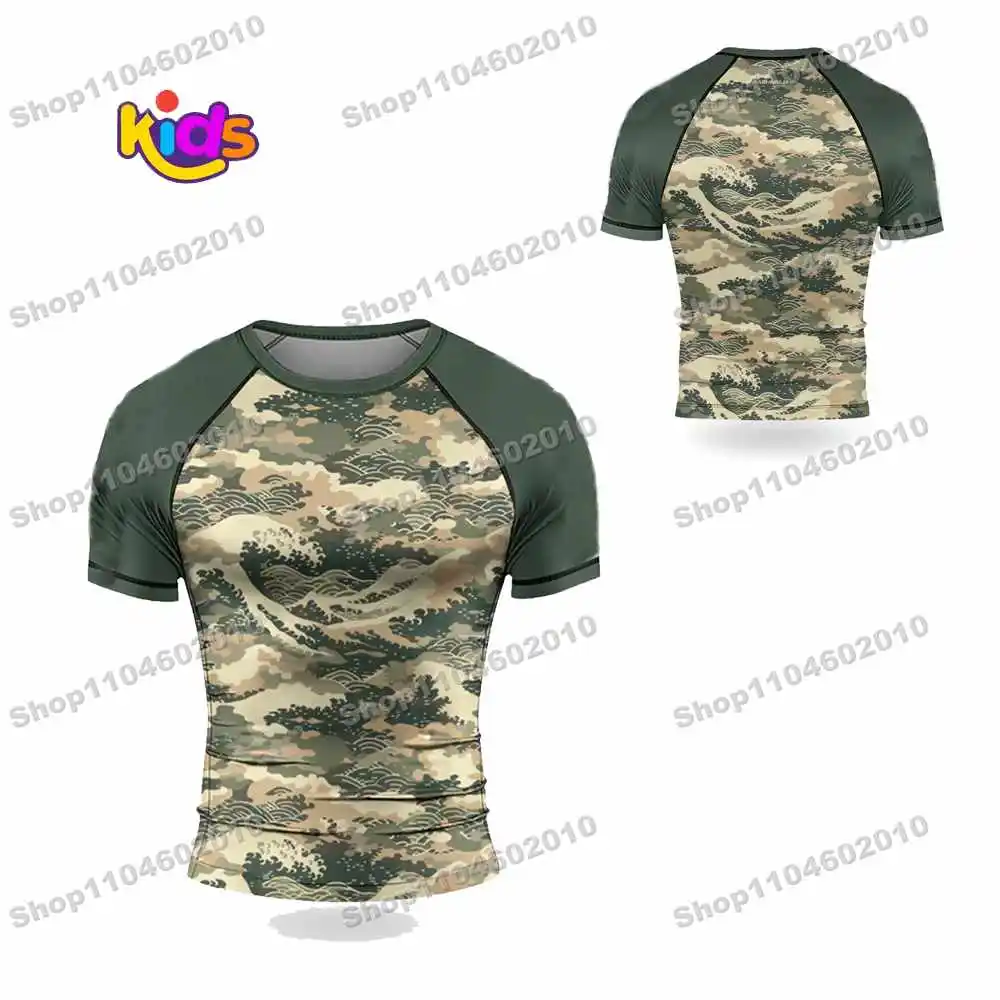 K27th Anime Kids Surf Clothing BJJ MMA Boys Rash Guard Short Sleeve Diving T-Shirt Tight Swimwear Summer Beach Floatsuit Girls view 3