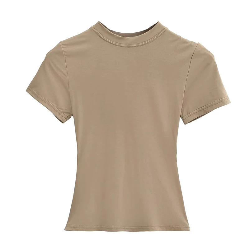 2025 New High Quality Casual T shirt Sexy Slim Short Sleeves Fashion Trend Solid Women Clothing y2k Tops, image 7
