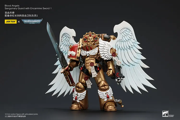 JOYTOY Warhammer 40K Blood Angels Sanguinary Guard mit Encarmine Sword 1 Actionfigur Originalkollektion Puppendekoration Geschenk