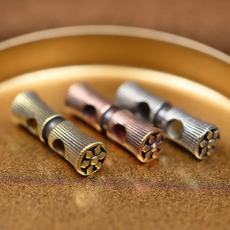 더블 홀 스틱 스트라이프 황동 스페이서 비드, DIY 파라코드, 수제 우븐 팔찌 액세서리, EDC 야외 도구 끈 펜던트, 4mm