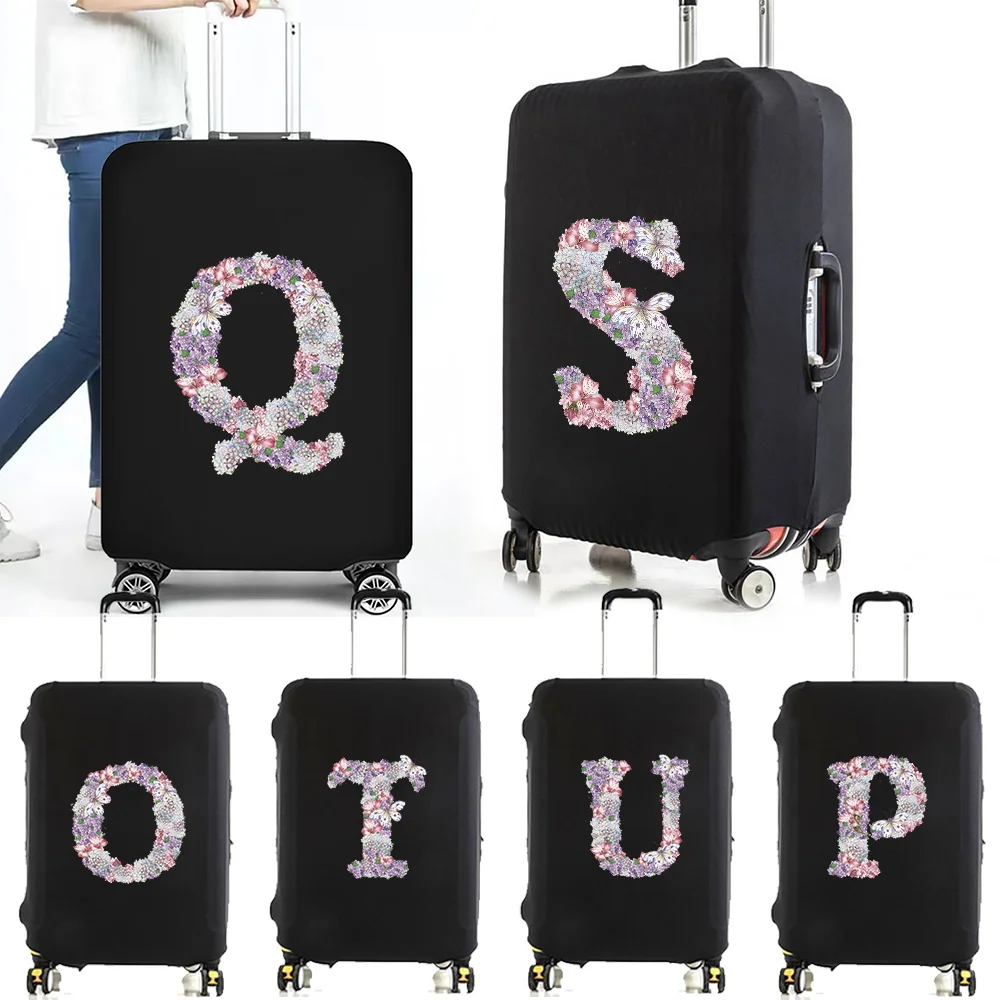 Juste de bagage de voyage à la mode, housses anti-poussière, étui de protection, valise Trolley Travel Essentials, Rose Flower Letter, 18-28 po