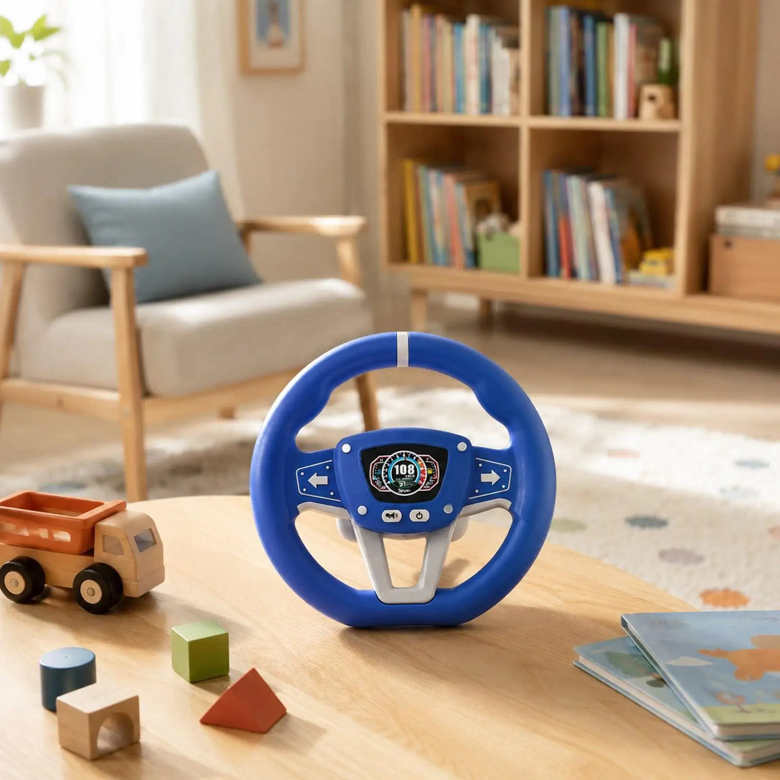 Steering Wheel Simulated Toy Portable with Sound Music Electronic Pretend Driving Toy Driving Controller for Children Preschool