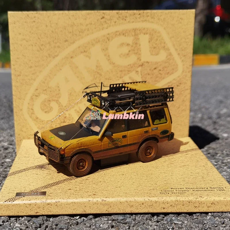 Quasi real 1:43 para range rover discovery primeira geração camel cup kalimantan station 1996 modelo de carro de liga