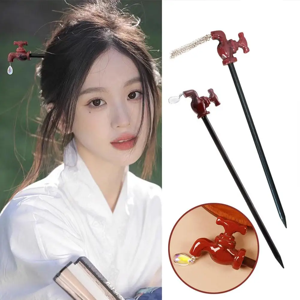 Water Faucet Hairpin Creative Design Chinese Style Hair Accessories For Women Elegant And Temperament Party Hair Decoration C7G1