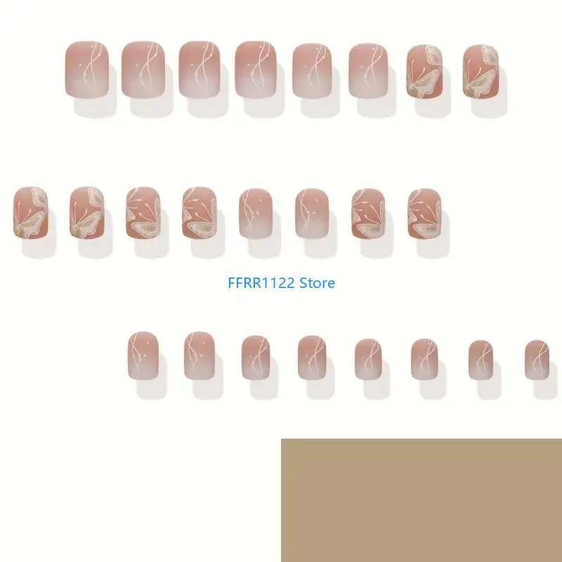 

Y1uf 24pcs квадратные кончики ногтей дизайн фальшивый нажатие на ногте на ногте искусственный ложный гвоздь