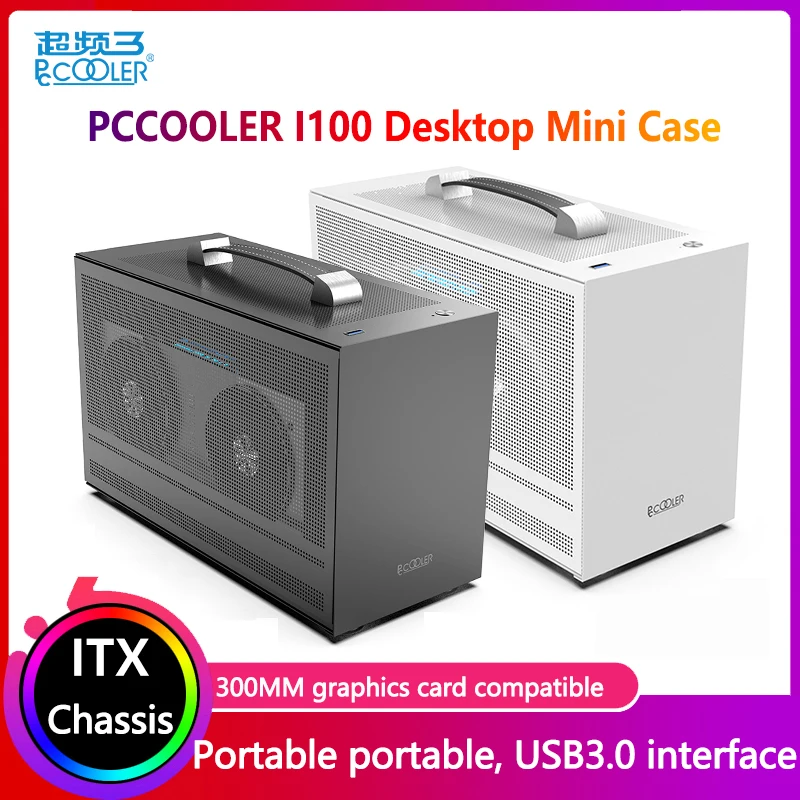 

Мини-Чехол Pccooler I100 ITX, маленький чехол, полностью алюминиевый чехол для костюма, портативный чехол для HTPC, настольного компьютера, игровой чехол с пустым корпусом для ПК