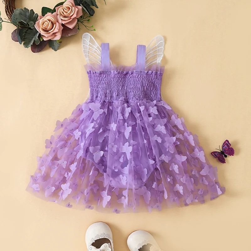 

Toddler Girls Sleeveless Floral Lace Ruffle Romper Dress with Bowknot Belt for Birthday Party and Special Occasions